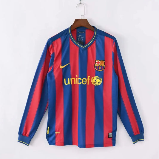 Barcelona Retro Long Sleeve Home Kit 09/10